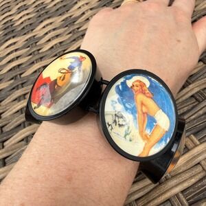 Vintage Hotcakes Design Western PinUp Bracelet Stretch Resin Cowgirl Rodeo Retro
